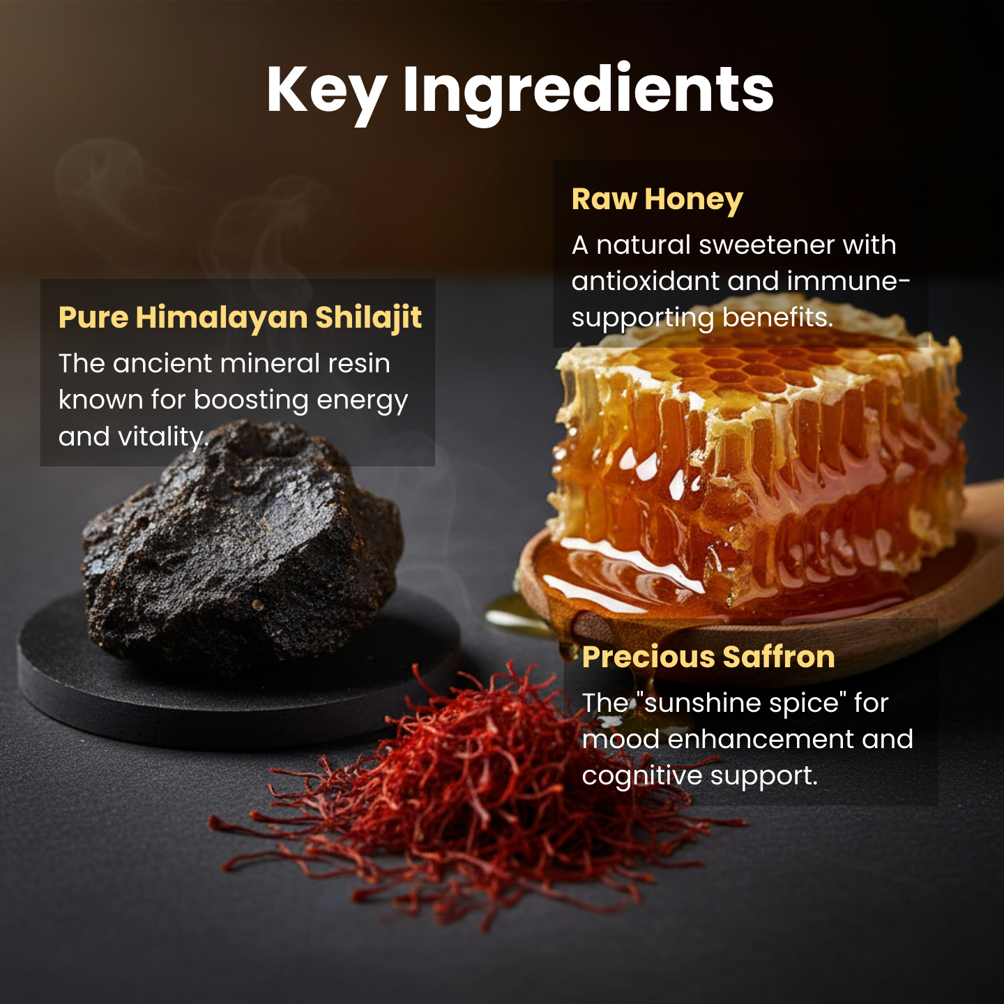 Himalayan Shilajit 30 Energy Sticks, Honey & Saffron